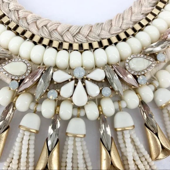 Stella & Dot | Ivory White + Vintage Gold Eloisa Statement Tassel Neckla… - Picture 14 of 15